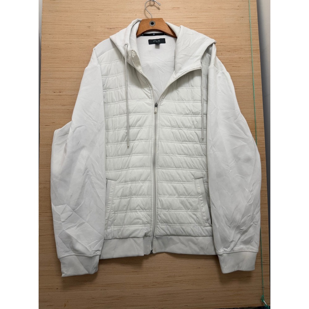 FLX Mens White Hybrid Quilted Full Zip Hoodie Jacket XX Large XXL 6415